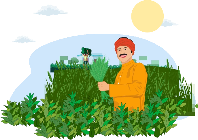 Image of a person holding a bunch of green crops in his hand