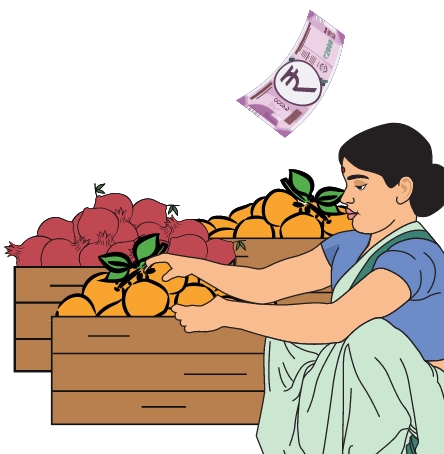 a woman with a box of fruit